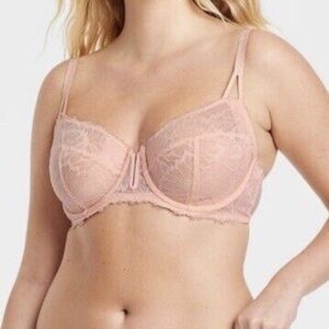 Auden Pink Underwire Unlined Mesh Hook Bra